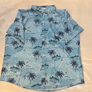 Amazon Men's Blue Tropical Print Shirt